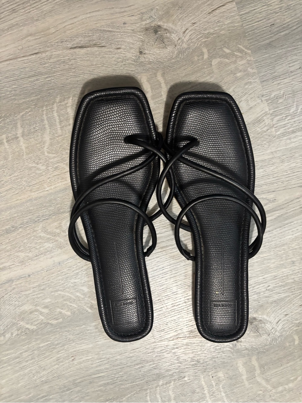 Dolce Vita Black Square-Toe Strappy Slide Sandals